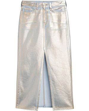 Levi's Zip-Fly Logo-Patch Midi Skirt - White