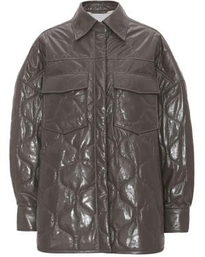 Remain Quilted Leather Shirt Jacket - Grey