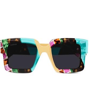 Gucci Patterned Square-Frame Sunglasses - Blue