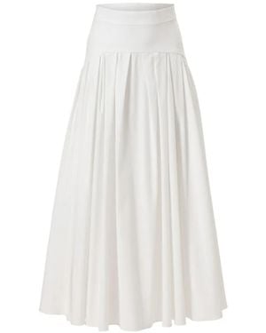 Carolina Herrera Drop Waist Pleated Midi Skirt - White