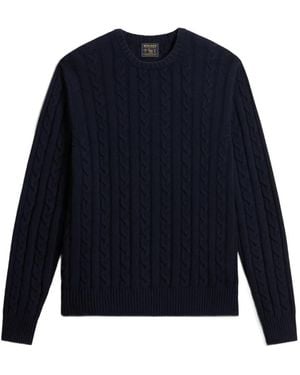 Woolrich Pullover Mit Zopfmuster - Blau