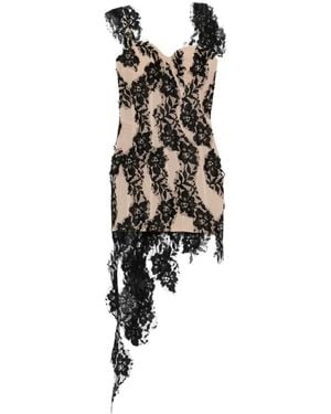 GIUSEPPE DI MORABITO Lace Asymmetric Mini Dress - White