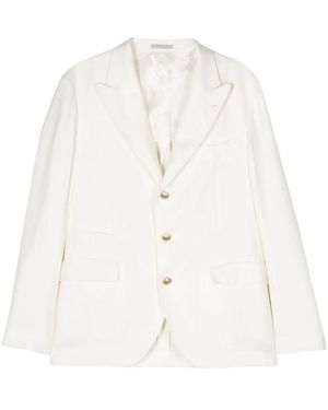 Brunello Cucinelli Einreihiges Twill-Sakko - Weiß