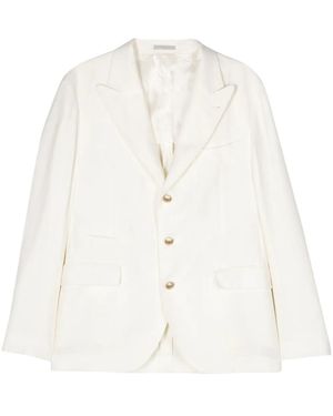Brunello Cucinelli Single-Breasted Twill Blazer - White
