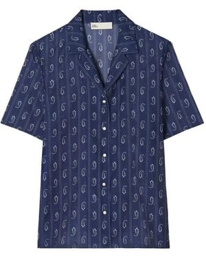 Tory Burch Printed Camp Beach Shirt - Blue