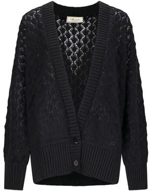 Blumarine Open-Knit Buttoned Cardigan - Black