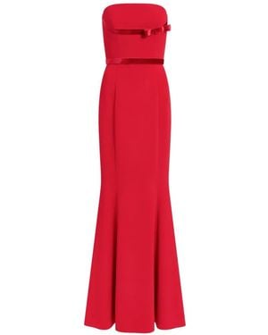 Jenny Packham Pamela Bow-Detail Strapless Maxi Dress - Red
