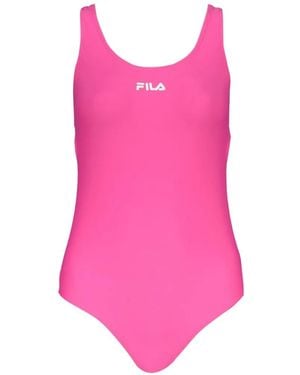 Fila Logo-Print Scoop-Neck Swimsuit - Pink
