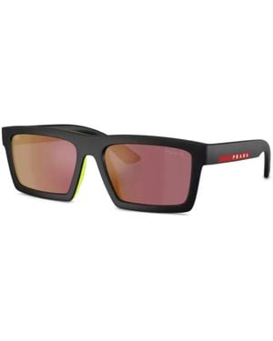 Prada Linea Rossa Square-Frame Sunglasses - Brown
