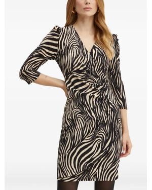 Morgan Zebra-Print Ruched Mini Dress - Black