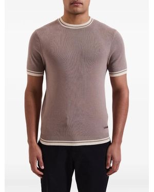 Mauvais Stripe-Trim Ribbed T-Shirt - Purple
