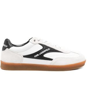 KARL LAGERFELD Suede-Panel Lace-Up Sneakers - White