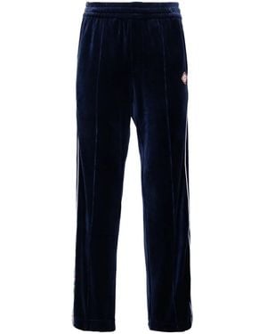 CASABLANCA Heart Monogram Velvet Track Trousers - Blue