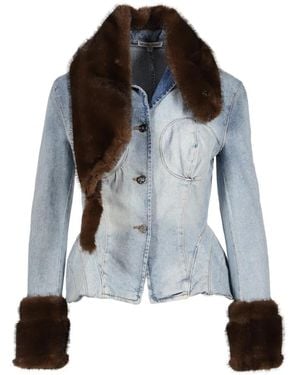 Natasha Zinko Faux-Fur Trim Denim Jacket - Blue