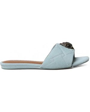 Kurt Geiger Quilted Eagle-Plaque Sandals - Blue