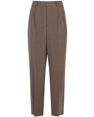 Magliano Pantalon Plissé À Motif De Chevrons - Brown