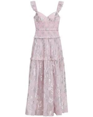 Self-Portrait Chiffron Ruffled Maxi Dress - Purple