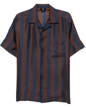 Fendi Striped Silk Shirt - Blue