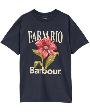 Barbour X Farm Rio Wild Flower Graphic T-Shirt - Blue