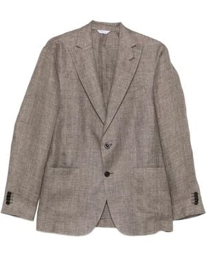 Boglioli Prince Of Wales Check Linen Blazer - Brown