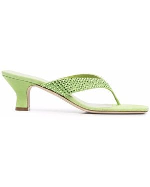 Paris Texas Rhinestone-Embellished Leather Sandals - Green
