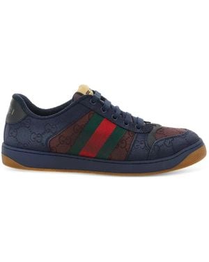Gucci Screener Gg Lace-Up Cotton Sneakers - Blue