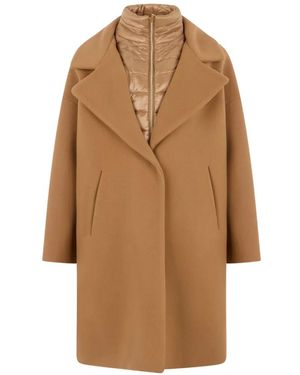 Herno Oversized Layered-Design Coat - Brown
