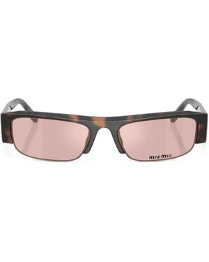 Miu Miu Tortoiseshell-Effect Rectangle-Frame Sunglasses - Pink
