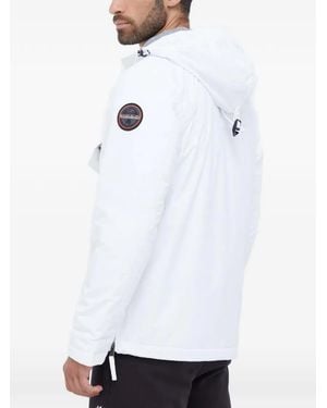 Napapijri Logo-Patch Hooded Windbreaker - White