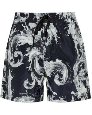 Versace Jeans Couture Print Drawstring Swim Shorts - Black