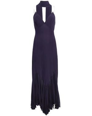 KHAITE Candita Pleated V-Neck Slip Midi Dress - Blue