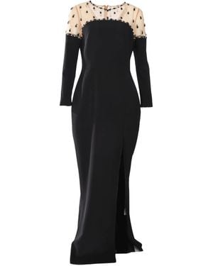 Marchesa Crepe Gown Dress - Black