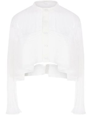 CFCL Ribbed-Knit Cropped Shirt - White