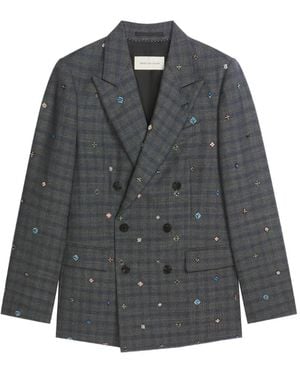 Dries Van Noten Embroidered Wool Blazer - Gray