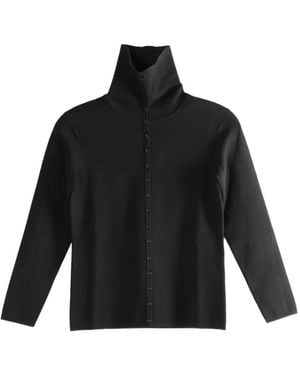 TOTEME Buttoned Roll-Neck Cardigan - Black