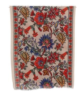 Claudio Cutuli Floral-Pattern Frayed Scarf - Red