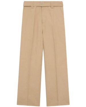 Lardini Belted Flat-Front Trousers - Natural