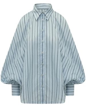 SOSUE Striped Long Sleeve Blouse - Blue