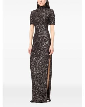 ROTATE BIRGER CHRISTENSEN Sequin-Embellished Side-Slit Dress - Black