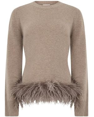 P.A.R.O.S.H. Feather-Trim Tie-Waist Sweater - Natural