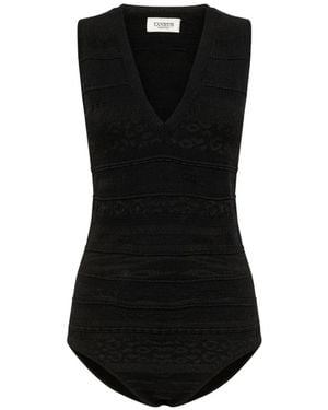 Laneus Jacquard Slim-Fit Bodysuit - Black