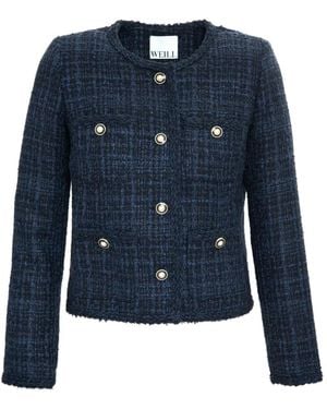 WEILL PARIS Veste En Tweed À Bords Tressés - Bleu
