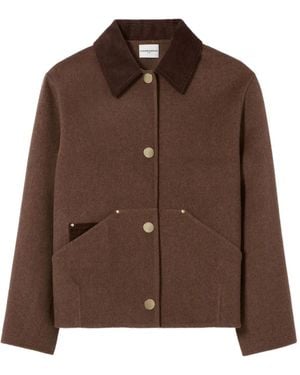 Claudie Pierlot コーデュロイカラー ウールコート - ブラウン