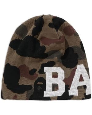A Bathing Ape Camouflage-Pattern Beanie Hat - Black