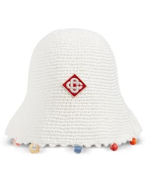 CASABLANCA Cappello Bucket Con Applicazione Logo - Bianco