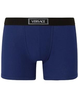 Versace Boxer Côtelé 90s Vintage Logo - Blue