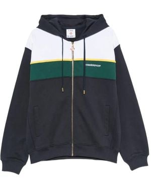 CASABLANCA Colour-Block Zip-Up Hoodie - Blue