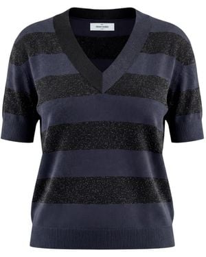 Gran Sasso Glitter-Effect Striped Top - Blue