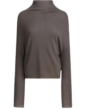 Rick Owens Ribbed High-Neck Jumper - Grey