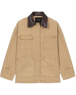 Maje Chaqueta vaquera con bolsillos de parche - Neutro